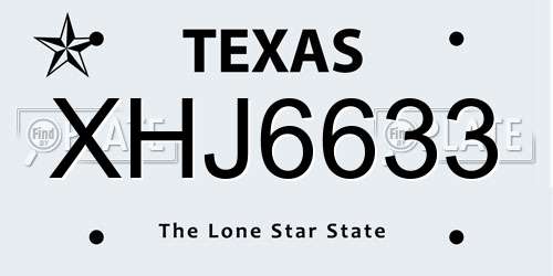 XHJ6633 Texas License Plate