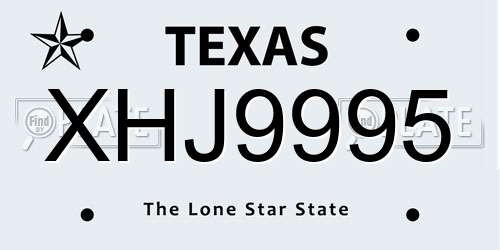 XHJ9995 Texas License Plate