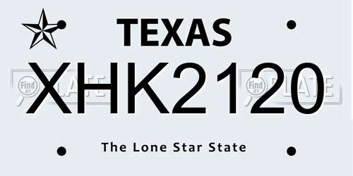 XHK2120 Texas License Plate