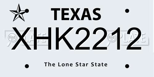 XHK2212 Texas License Plate