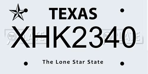 XHK2340 Texas License Plate