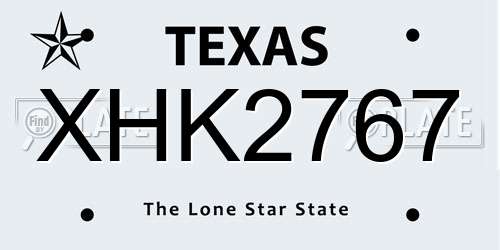 XHK2767 Texas License Plate