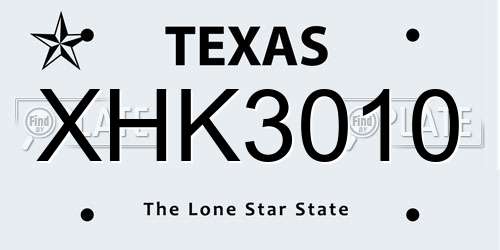 XHK3010 Texas License Plate