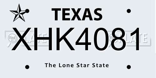 XHK4081 Texas License Plate