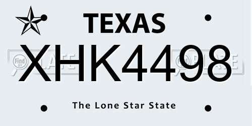 XHK4498 Texas License Plate