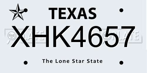 XHK4657 Texas License Plate