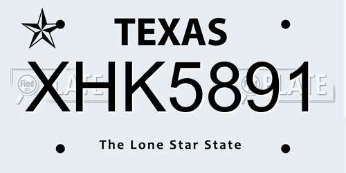 XHK5891 Texas License Plate