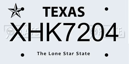XHK7204 Texas License Plate