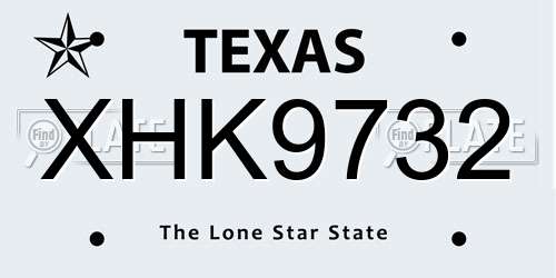XHK9732 Texas License Plate