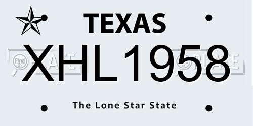 XHL1958 Texas License Plate