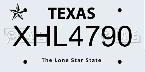 XHL4790 Texas License Plate