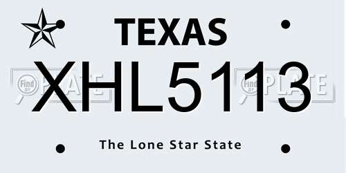 XHL5113 Texas License Plate