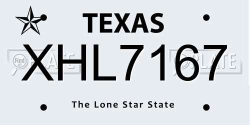 XHL7167 Texas License Plate