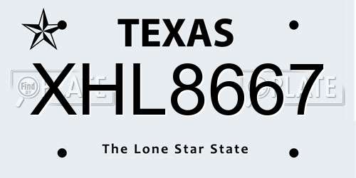 XHL8667 Texas License Plate