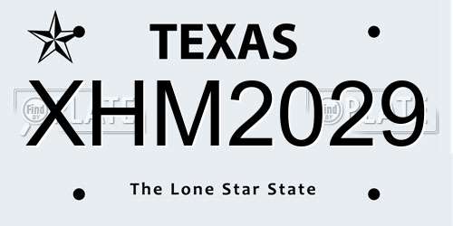 XHM2029 Texas License Plate
