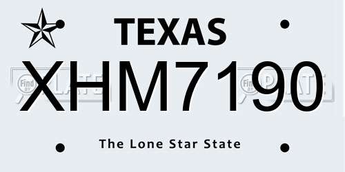 XHM7190 Texas License Plate
