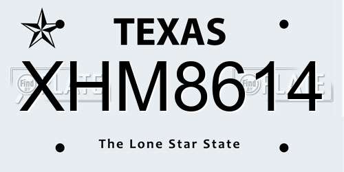 XHM8614 Texas License Plate