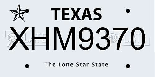 XHM9370 Texas License Plate