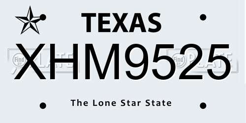 XHM9525 Texas License Plate