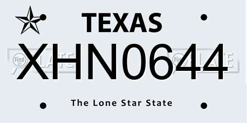 XHN0644 Texas License Plate