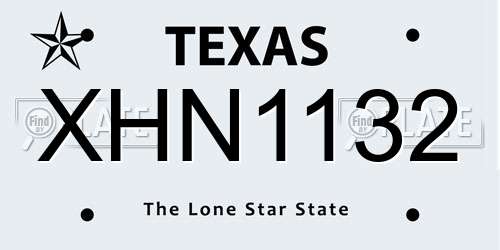 XHN1132 Texas License Plate