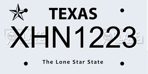 XHN1223 Texas License Plate
