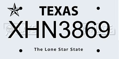 XHN3869 Texas License Plate