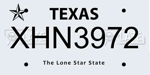 XHN3972 Texas License Plate