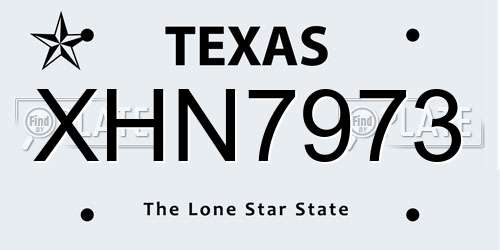 XHN7973 Texas License Plate