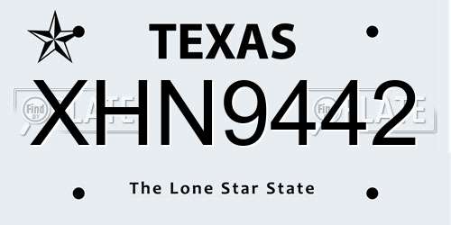 XHN9442 Texas License Plate