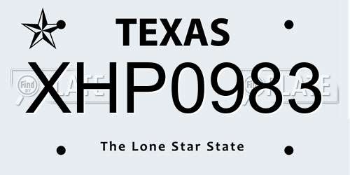 XHP0983 Texas License Plate