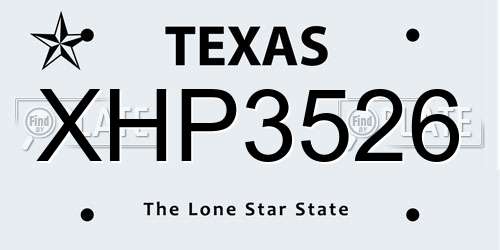 XHP3526 Texas License Plate