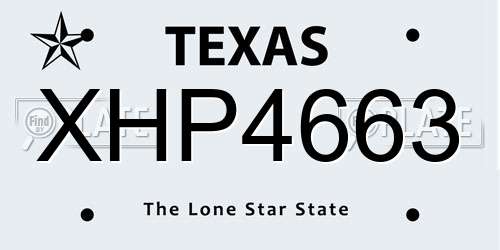 XHP4663 Texas License Plate