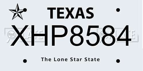 XHP8584 Texas License Plate