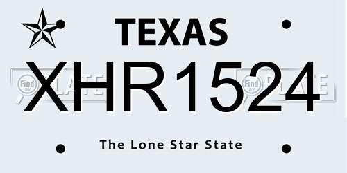 XHR1524 Texas License Plate