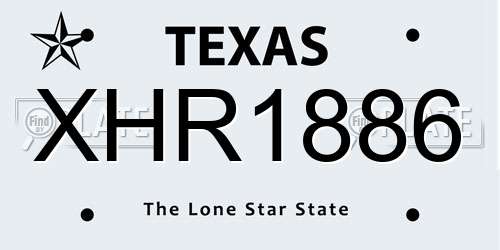 XHR1886 Texas License Plate