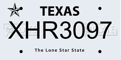 XHR3097 Texas License Plate