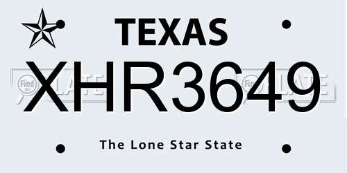 XHR3649 Texas License Plate