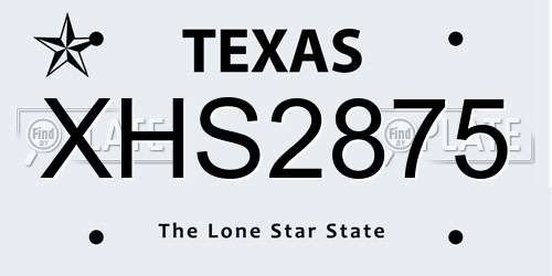 XHS2875 Texas License Plate