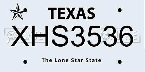 XHS3536 Texas License Plate