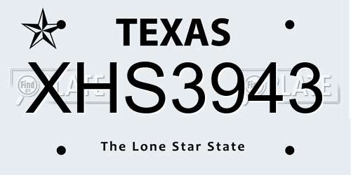 XHS3943 Texas License Plate