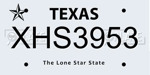 XHS3953 Texas License Plate