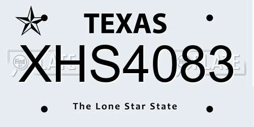 XHS4083 Texas License Plate