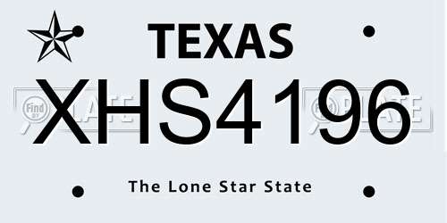 XHS4196 Texas License Plate