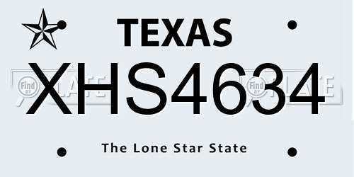 XHS4634 Texas License Plate
