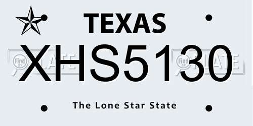 XHS5130 Texas License Plate