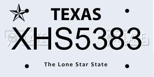 XHS5383 Texas License Plate