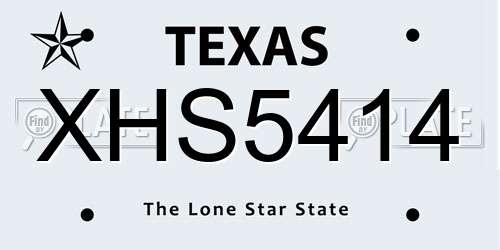 XHS5414 Texas License Plate