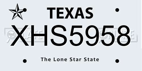 XHS5958 Texas License Plate