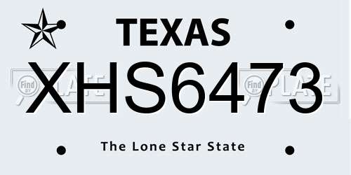 XHS6473 Texas License Plate